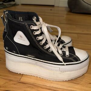 R13 platform Black and White Sneakers